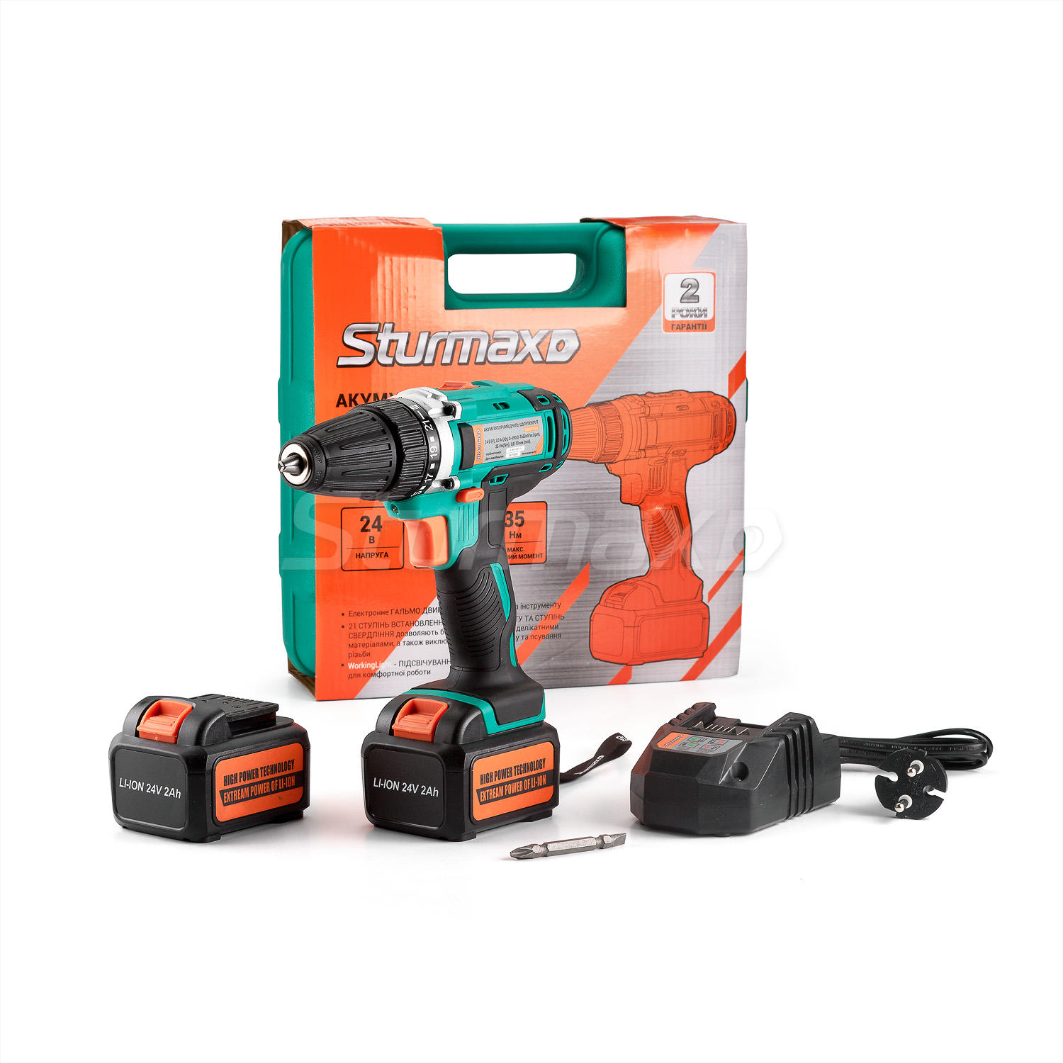 CDM3224LB_04 Sturmax CDM3224LB Шурупокрут акумуляторний 24В, 2,0 Аг, 2 акум