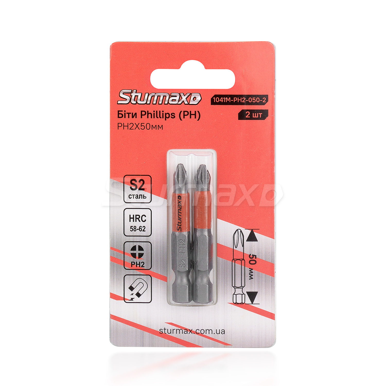 Sturmax 1041M-PH2-050-2_01 Sturmax 1041M-PH2-050-2 Біти S2 PH2x50 mm, 2шт