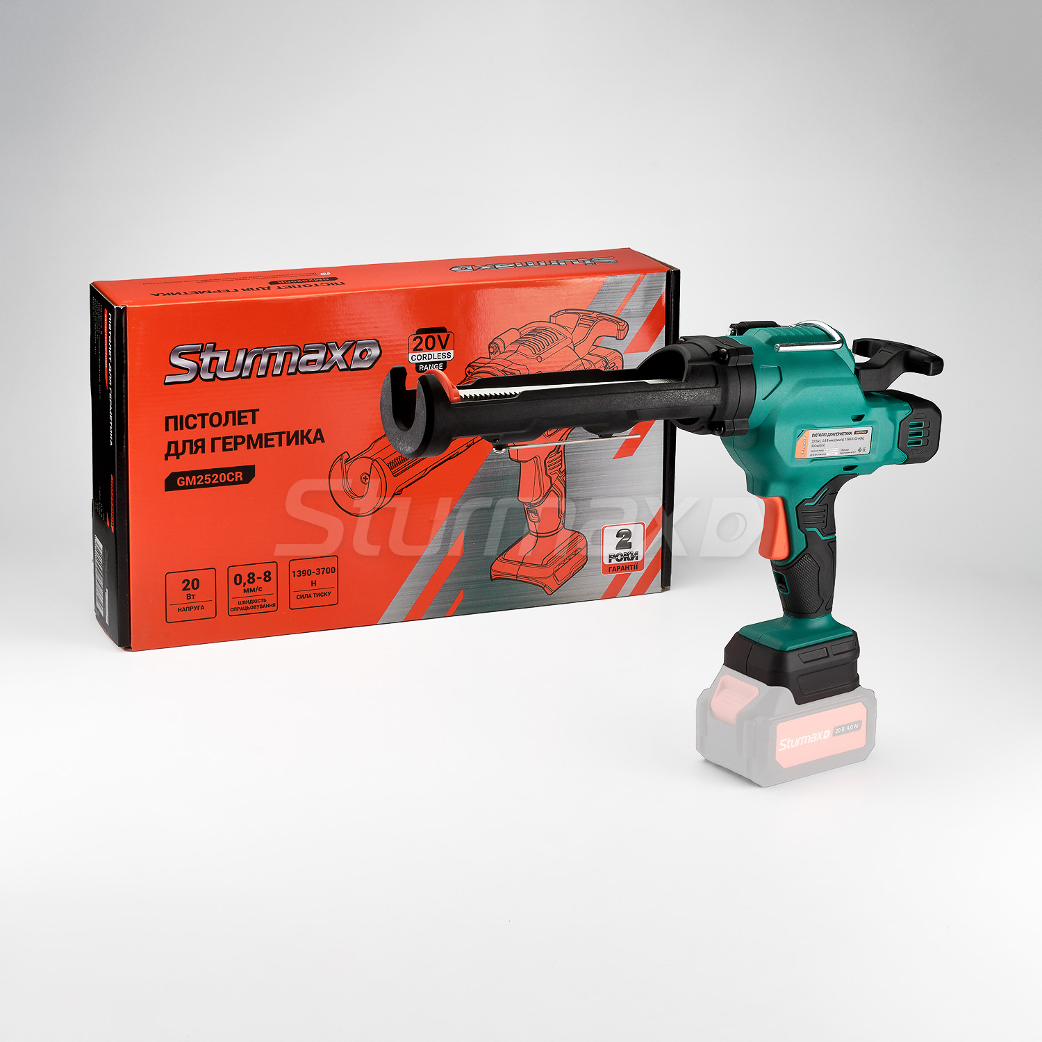 Sturmax GM2520CR_08 Sturmax GM2520CR Пістолет для герметика акумуляторний 20В,Cordless Range
